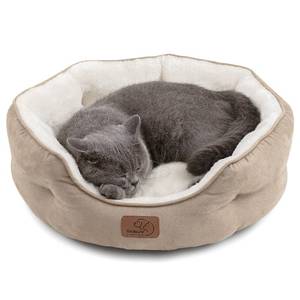 lot 18521 image: Bedsure Dog Beds for Small Dogs - Round Cat Beds for Indoor Cats, Washable Pet Bed for Puppy and Kitten with Slip-Resistant Bottom, 20 Inches, Taupe