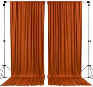 lot 18528 image: AK TRADING CO. 10 feet x 10 feet Rust IFR Polyester Backdrop Drapes Curtains Panels with Rod Pockets - Wedding Ceremony Party Home Window Decorations
