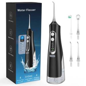 lot 18533 image: Water Flosser for Teeth Cleaning 4 Modes Rechargeable Oral Irrigator 4 Tips Powerful Battery Life Water Dental Picks IPX7 Waterproof 310ML Water Tank (Black)