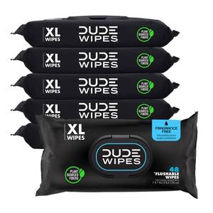 lot 18534 image: DUDE Wipes - Flushable Wipes - 6 Pack, 288 Wipes - Unscented Extra-Large Adult Wet Wipes - Vitamin-E & Aloe - Septic and Sewer Safe