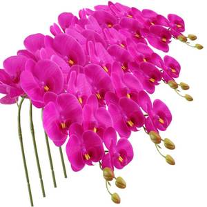 lot 18535 image: FagusHome 9 Heads Artificial Phalaenopsis Flowers 4 Pcs Artificial Orchid Flowers 42 inch Stem Plants for Home Dcor (Purple)