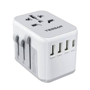 lot 18572 image: TESSAN Universal Travel Adapter, International Power Adapter with 4 USB Ports (1 USB C), Worldwide Plug Adaptor Wall Charger for USA to Europe UK France Germany Spain Ireland Australia(Type CGAI)