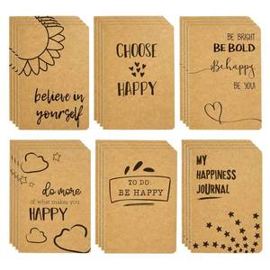 lot 18574 image: Paper Junkie 24 Pack Journals for Kids - Lets Be Happy Journals Bulk - Kraft Paper Notebooks School Supplies (80 Lined Page, 4 x 5.75 In)