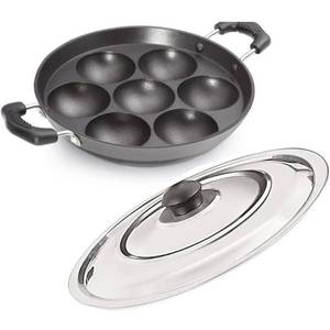 lot 18581 image: WhopperIndia Non Stick Appam Pan Appam Maker 7 Pits Appam Maker Appam Pan Patra Non Stick Appam with Stainless Steel Lid