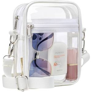 lot 18586 image: PACKISM Clear Purses for Women Stadium - Clear Bag Stadium Approved Crossbody Bag Adjustable Shoulder Strap for Concerts Sports Festivals Events Game Day, White