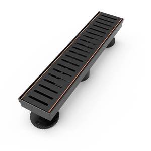 lot 18588 image: WEBANG 12 Inch Shower Linear Bronze Drain Rectangular Floor Drain with Accessories Capsule Pattern Cover Grate Removable SUS304 Stainless Steel CUPC Certified Oil Rubbed Bronze