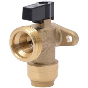 lot 18591 image: SharkBite 12 Inch x 34 Inch MHT Washing Machine Angle Valve, Push To Connect Brass Plumbing Fitting, PEX Pipe, Copper, CPVC, PE-RT, HDPE, 25560LF
