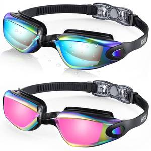 lot 18595 image: Aegend Swim Goggles, 2 Pack UV Protection, Adjustable, Anti Fog Swimming Goggles No Leaking Adult Men Women Youth, Aqua & Bright Rose