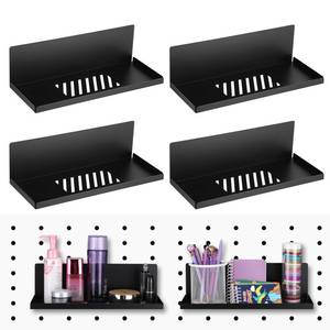 lot 19123 image: Therwen 3 Pack Magnetic Pegboard Shelves Wall Organizer Metal Peg Board Shelf Pegboard Steel Tray Pegboard Accessories Organizing Tools for Craft Home Kitchen (Black,12 x 4.8 x 3.6 Inches)