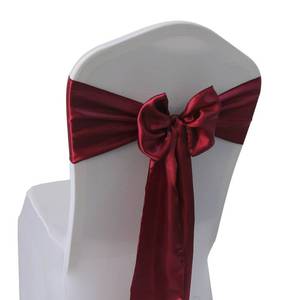 lot 19128 image: WELMATCH Burgundy Satin Chair Sashes Bows - 50 pcs Wedding Banquet Party Event Decoration Chair Bows (Burgundy, 50)