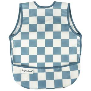 lot 20606 image: Tiny Twinkle Mess Proof Baby Bib - Waterproof Baby Apron - Machine Washable - PVC, BPA, & Phthalate Free - Great Travel Bib for Baby Eating - Baby Food Bibs (Blue Checkers, Small 6-24 Months)