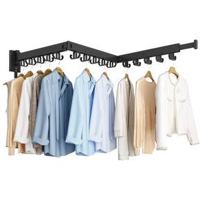 lot 20607 image: Kelisiting Wall Mount Clothes Drying Rack, Laundry Drying Rack Wall Mounted, Drying Rack Clothing Foldable, Upgrade 3-Fold Laundry Drying Rack with 24 Hooks for Laundry Room, Bathroom - Black
