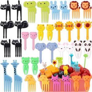 lot 20614 image: KDNZYIM Animal Food Picks for Kids - 55 Pcs Cute Cartoon Fruit Toothpicks for Bento Box, Lunch, Snacks - BPA-Free, Reusable, Fun Kids Food Picks