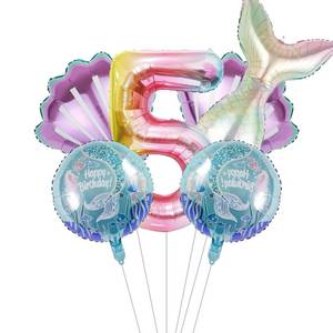 lot 20621 image: Mermaid Birthday Decoration Mermaid Party Decorations Kit Sea Balloon Mermaid Foil Large Number Balloons for Girls Under The Sea Mermaid Theme Baby Shower Birthday Favors40inch Number balloon 5