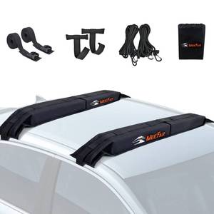 lot 20627 image: MeeFar Universal Car Soft Roof Rack Pads Luggage Carrier System for Kayak Surfboard SUP Canoe Include 2 Heavy Duty Tie Down Straps, 2 Tie Down Rope, 2 Quick Loop Strap and Storage Bag