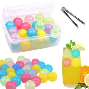 lot 20631 image: Reusable Ice Cube with Lid and Bin, Plastic Ice Cubes Round for Drinks BPA Free, Refreezable Ice Balls for Whiskey, Vodka, Coffee, Beer or Wine - Party Supplies for Boys, Girls, KidsAdults 24 Pack