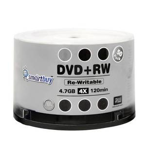 lot 20635 image: 50 Pack Smartbuy Blank DVDRW 4X 4.7GB 120Min Branded Logo Rewritable DVD Media Disc