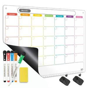 lot 20641 image: Mag-Fancy Dry Erase Calendar Kit- Magnetic Calendar for Refrigerator - Monthly Fridge Calendar Whiteboard with Extra-Thick Magnet Included 5 Marker & Eraser & Adhesive Hooks for Wall Hanging