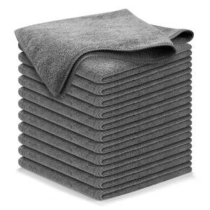 lot 20647 image: USANOOKS Microfiber Cleaning Cloth Grey - 12 Pcs (12.5x12.5) - High Performance - 1200 Washes, Ultra Absorbent Microfiber Towel Weave Grime & Liquid for Streak-Free Mirror Shine - Car Washing Cloth