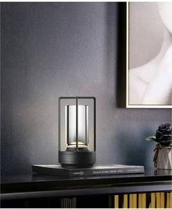 lot 20654 image: Portable Metal Table Lamp for IndoorOutdoor ,Rechargeable Cordless LED Lamp, 3-Colour Infinitely Dimming Battery Powered Small Desk Lamp, RestaurantBedroomBarCoffee ShopCamping Light (Black)