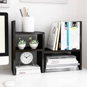 lot 20665 image: Jerry & Maggie Desktop Organizer Office Storage Rack Adjustable Wood Display Shelf  Birthday Gifts Toy Home Decor Free Style Rotation Display True Natural Stand Shelf (Black)