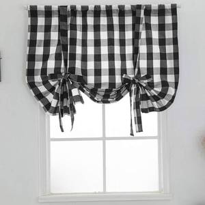 lot 20679 image: vctops Christmas Black and White Buffalo Check Tie Up Curtains Farmhouse Thermal Insulated Window Adjustable Balloon Curtain Shade for Small Window (24 x 47, Black)
