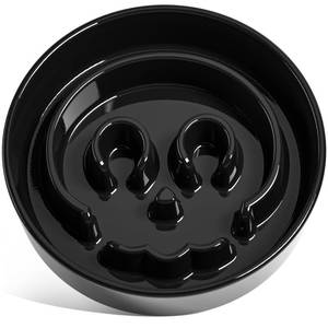 lot 20680 image: LE TAUCI Ceramic Slow Feeder Dog Bowls Small Breed, 0.6 Cups Dog Food Dish for Fast Eaters, Puzzle Bowl for Small Dogs and Cats,Skull Black