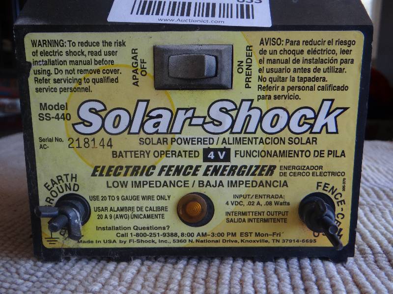 lot 833 image: Solar - shock electric fence charger.