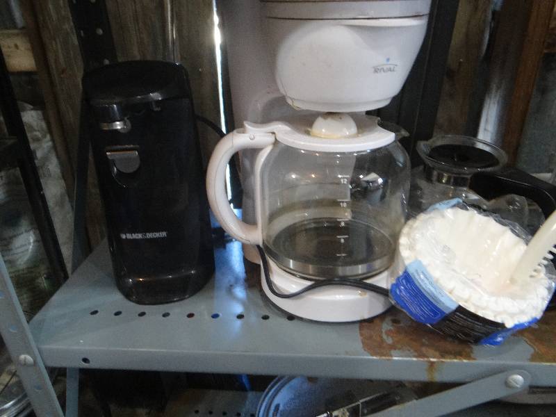 lot 901 image: coffee maker, can opener and extra pots.
