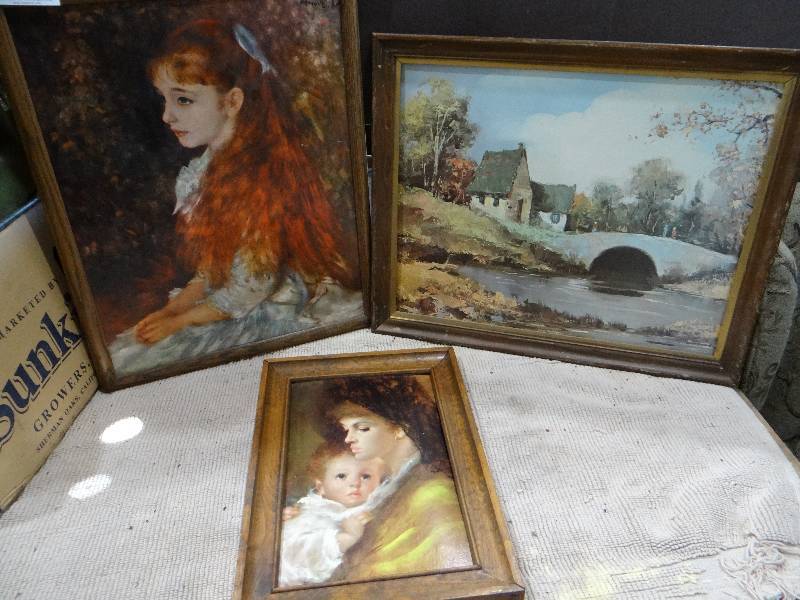 lot 935 image: 3 paintings in frames.