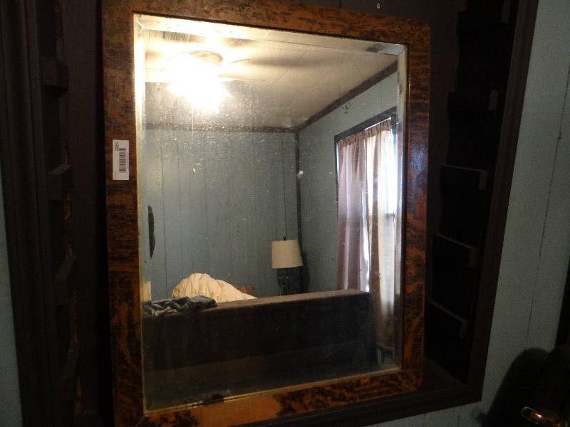 lot 1025 image: 32x38 antique mirror in old wood frame.