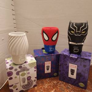 lot 182 image: Scentsy fan diffusers, Spider Man, Black Panther and Swivel with light all new in box