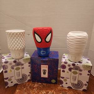 lot 183 image: Scentsy fan diffusers Stack, Spider Man and Spin all new in box