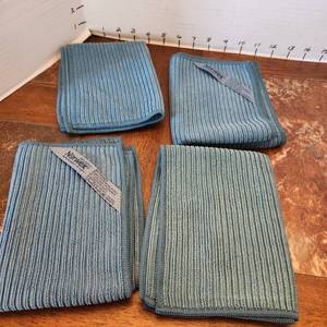 lot 208 image: Norwex 4 kitchen cloths blue ribbed all new with Baclock