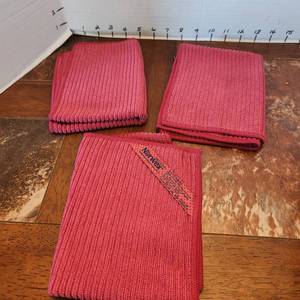 lot 209 image: Norwex 3 kitchen cloths cranberry ribbed all new with Baclock