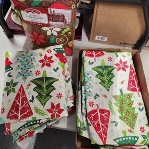 lot 230 image: 3 vinyl holiday rectangle tablecloths (one unopened)