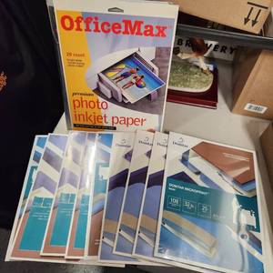 lot 252 image: Domtar Microprint laser 32lb paper 9 pkgs unopened and OfficeMax photo inkjet paper