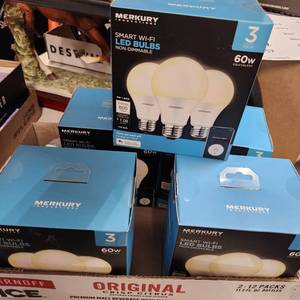 lot 253 image: Mercury Smart Wi-Fi LED 60w bulbs (4 unopened boxes)