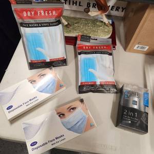 lot 260 image: Face masks & vinyl gloves and 2 in 1 car air purifier all unopened