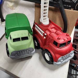 lot 293 image: Green Toys recycling truck, Green Toys red fire truck