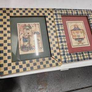 lot 406 image: Sandy Gore Evans prints set of 2 each 11.5 x 13 (frame needs repaired on one)