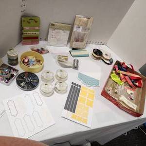 lot 670 image: Stampin Up embellishments, ribbon, trim, buttons and more