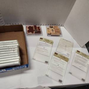 lot 675 image: Stampin Up patterned rubber stamps, Big Shot Framelits dies, and rubber stamps