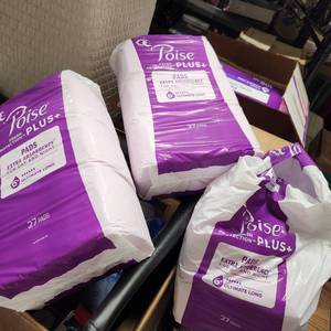 lot 697 image: Poise Plus pads 2 12 packages