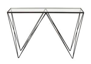 lot 17574 image: Deco 79 Metal Geometric Console Table with Clear Glass Top, 46 x 13 x 30, Black - Retail $114.12