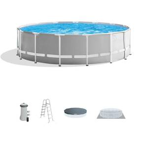 lot 17579 image: Intex 26725EH Prism Frame Premium Above Ground Swimming Pool Set 15ft x 48in �� Includes 1000 GPH Cartridge Filter Pump �� Removable Ladder �� Pool Cover �� Ground Cloth - Retail $554.64