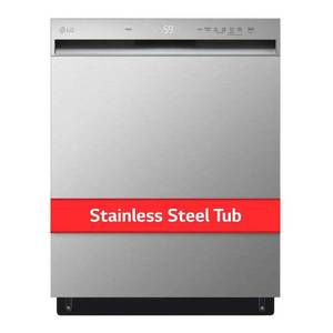 lot 17591 image: LG - 24 Front Control Built-In Stainless Steel Tub Dishwasher with QuadWash and 50 dba - Stainless Steel - Retail $863