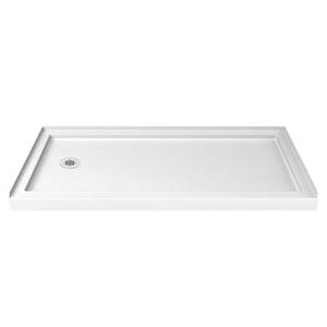 lot 17593 image: DreamLine SlimLine 32 in. D x 60 in. W x 2 34 in. H Left Drain Single Threshold Shower Base in White, DLT-1132601 - Retail $283.31