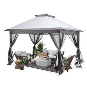 lot 17594 image: LAUSAINT HOME Outdoor Gazebo Easy Pop-up Instant Patio Canopy Garden Tent 11x11 Backyard Commercial Vented Beach Shelter Gray, 11x11 - Retail $110.24