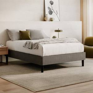 lot 17595 image: Nectar Bed Frame - Twin - Grey - 8 Inch Legs - Sturdy Wooden Slats for Support - Steel Frame - Contemporary and Durable Upholstery - Holds Up to 700 Pounds - Easy Assembly - Retail $163.31